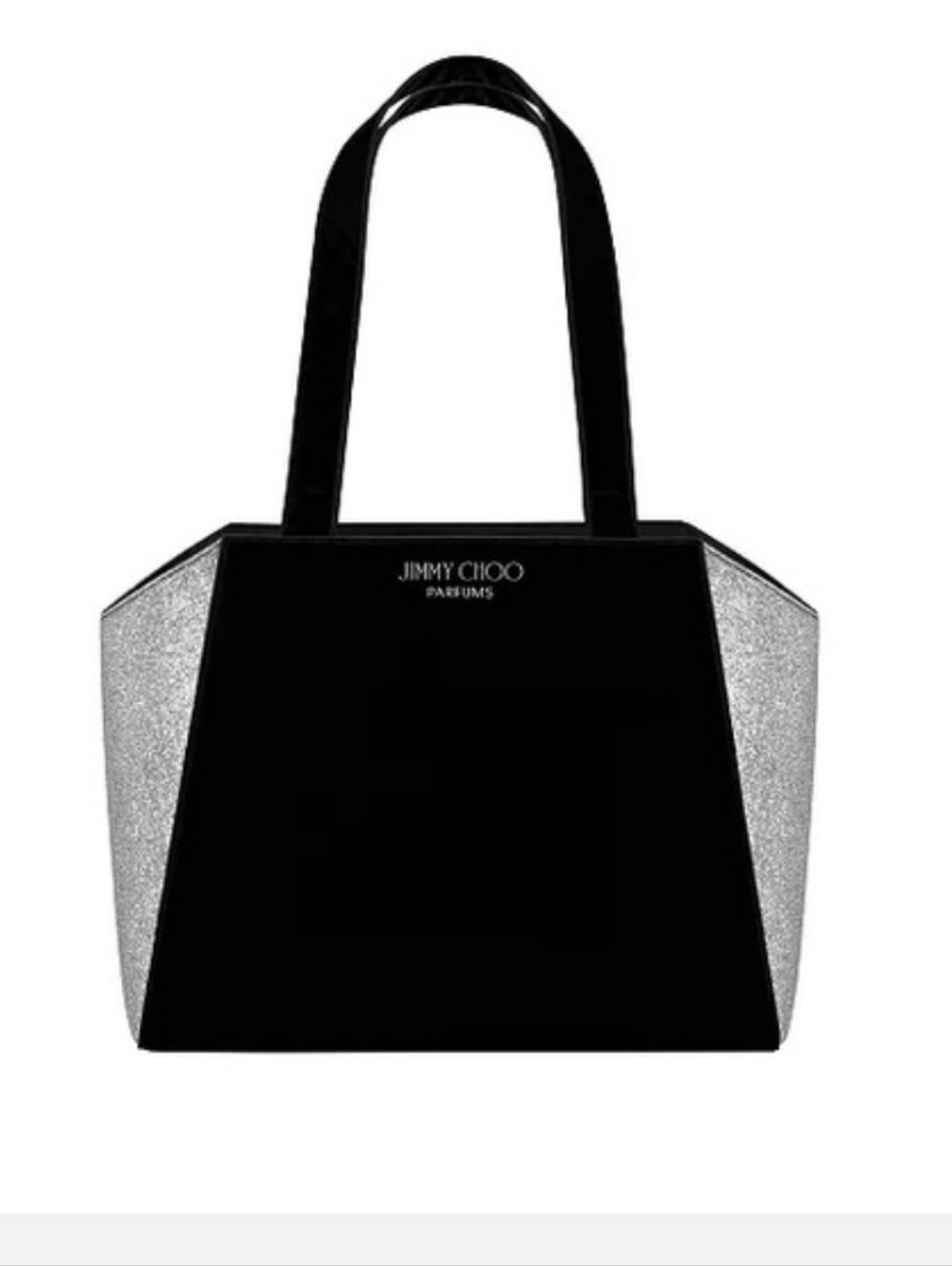 Jimmy Choo Parfums Black & Shimmering Silver Velvet Tote EUC